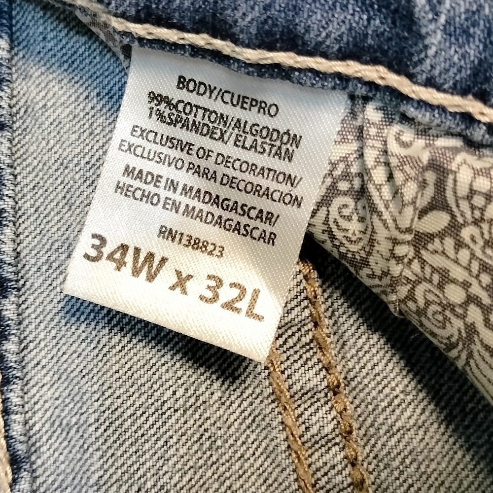 Cody James Western Light Wash Straight Leg Jeans 99% Cotton Size 34x32 - Picture 6 of 6
